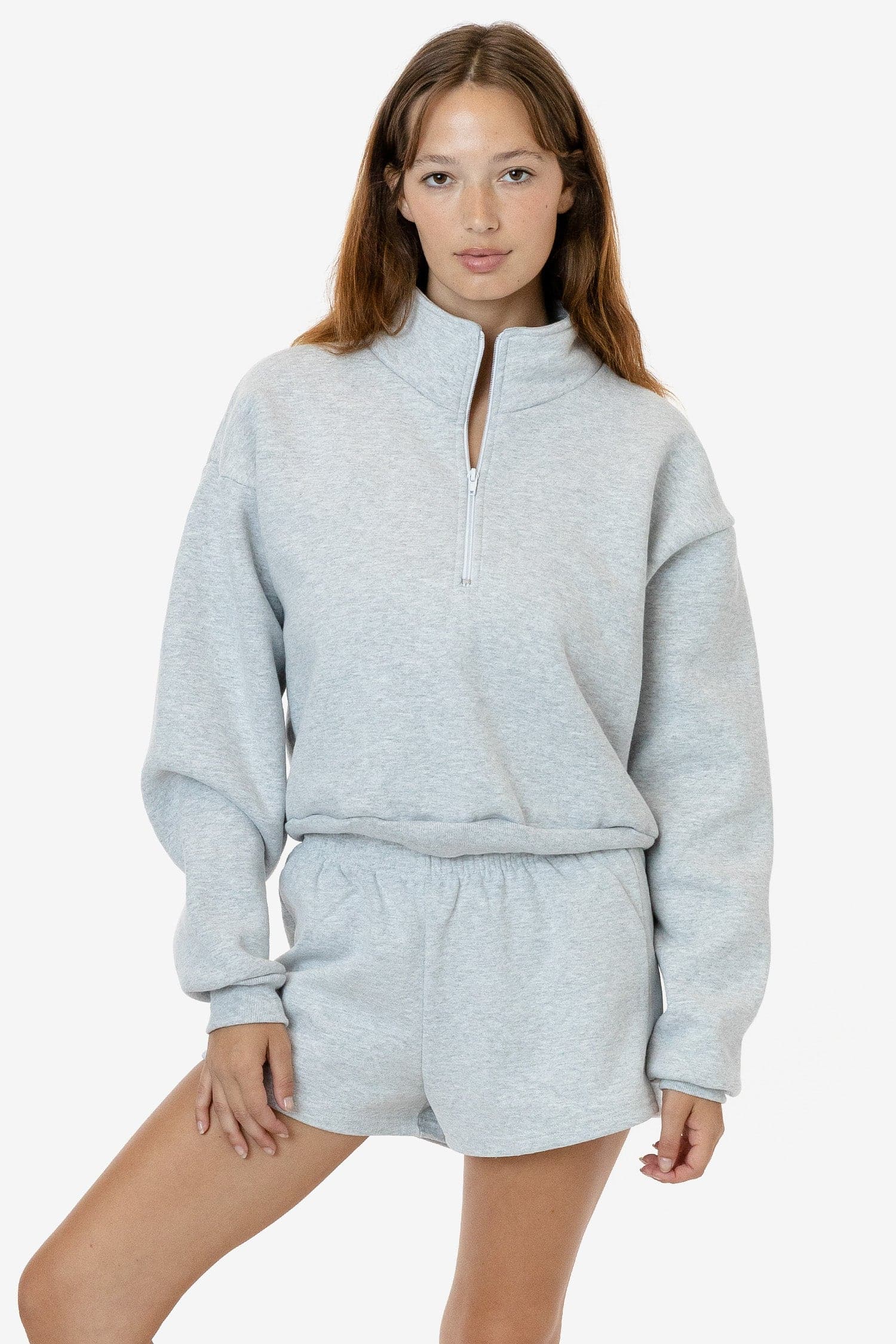 HF326 - Heavy Fleece Cropped Half Zip Sweater (Piece Dye) –  losangelesapparel-eu