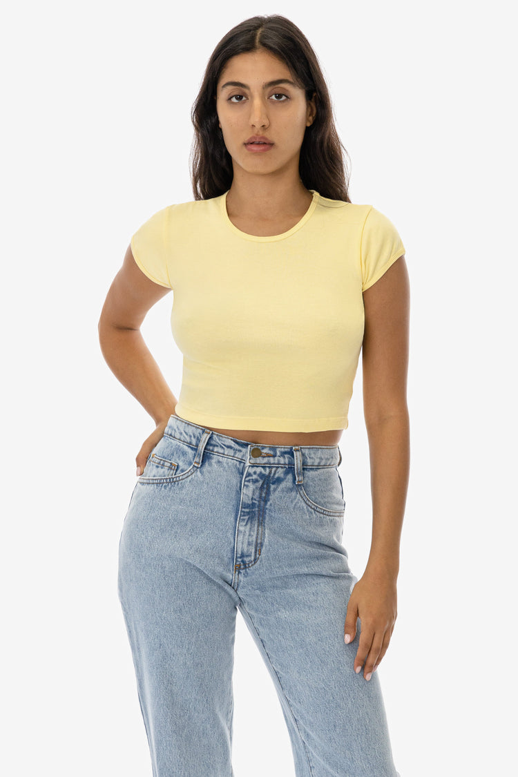 43035 - Cap Sleeve Baby Rib Crop Top