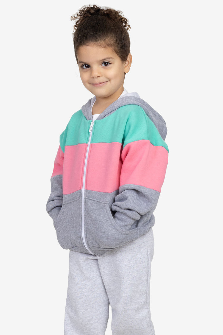 F1097CB - Kids Flex Fleece Color Block Zip Hoodie