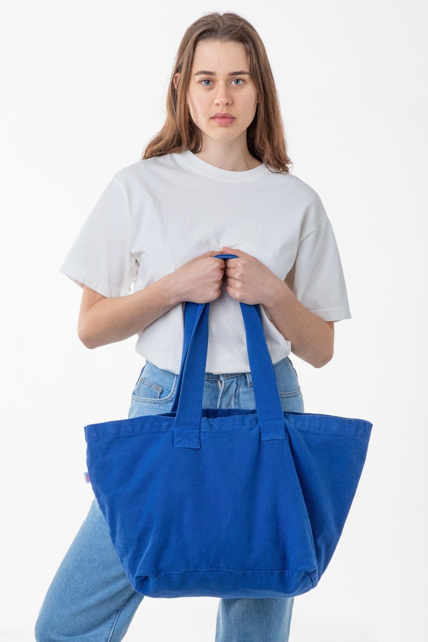 Tote Bag w/ Leather Handles; Purse; Shoulder Bag; book on sale bag (Made w/ Bull Denim in Natural and Cloud 9’s 