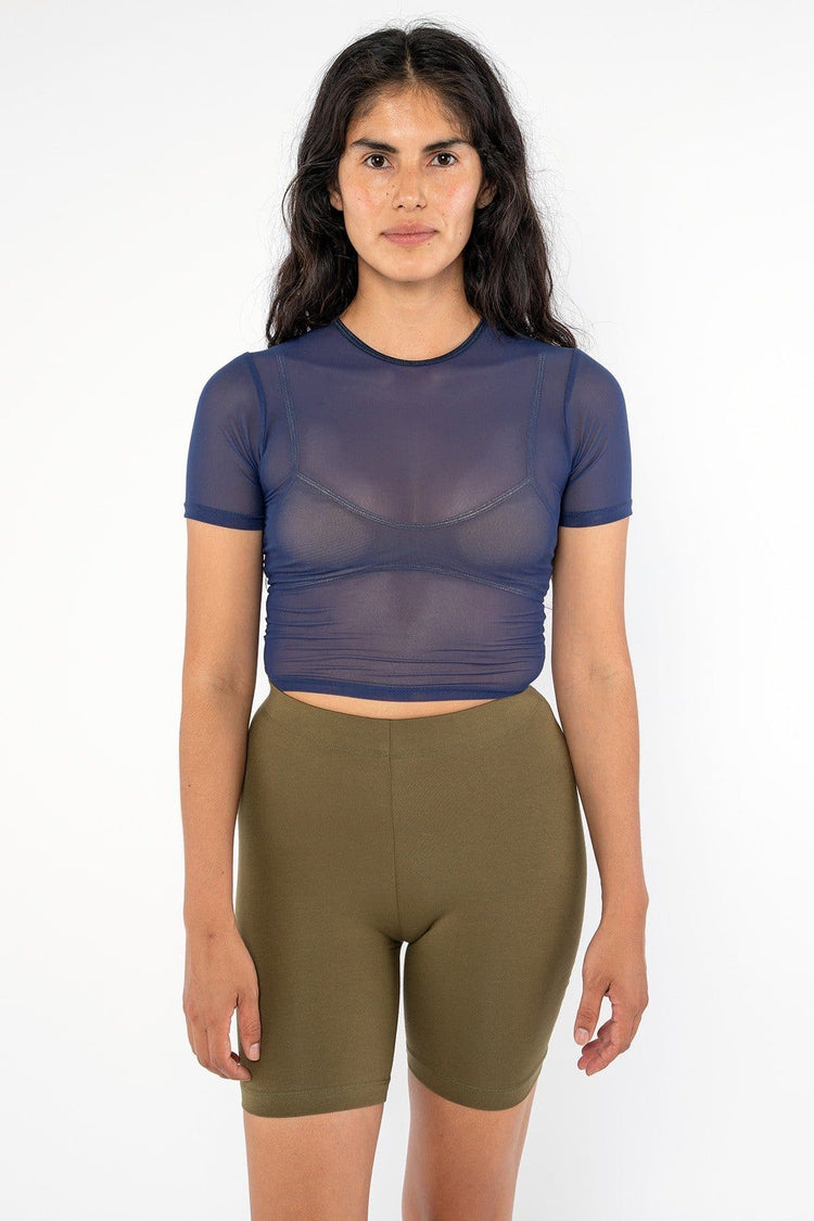 RNS078 - Micromesh Short Sleeve Crop Top Tee Shirt