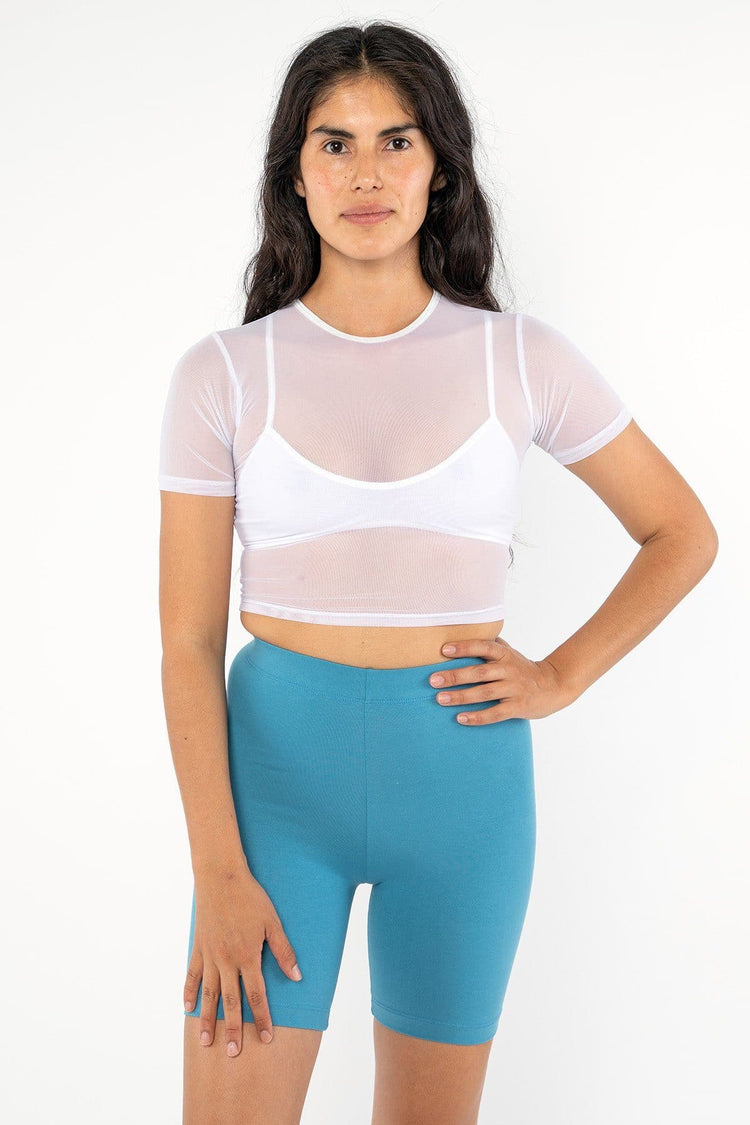 RNS078 - Micromesh Short Sleeve Crop Top Tee Shirt