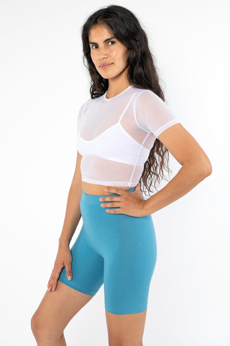 RNS078 - Micromesh Short Sleeve Crop Top Tee Shirt