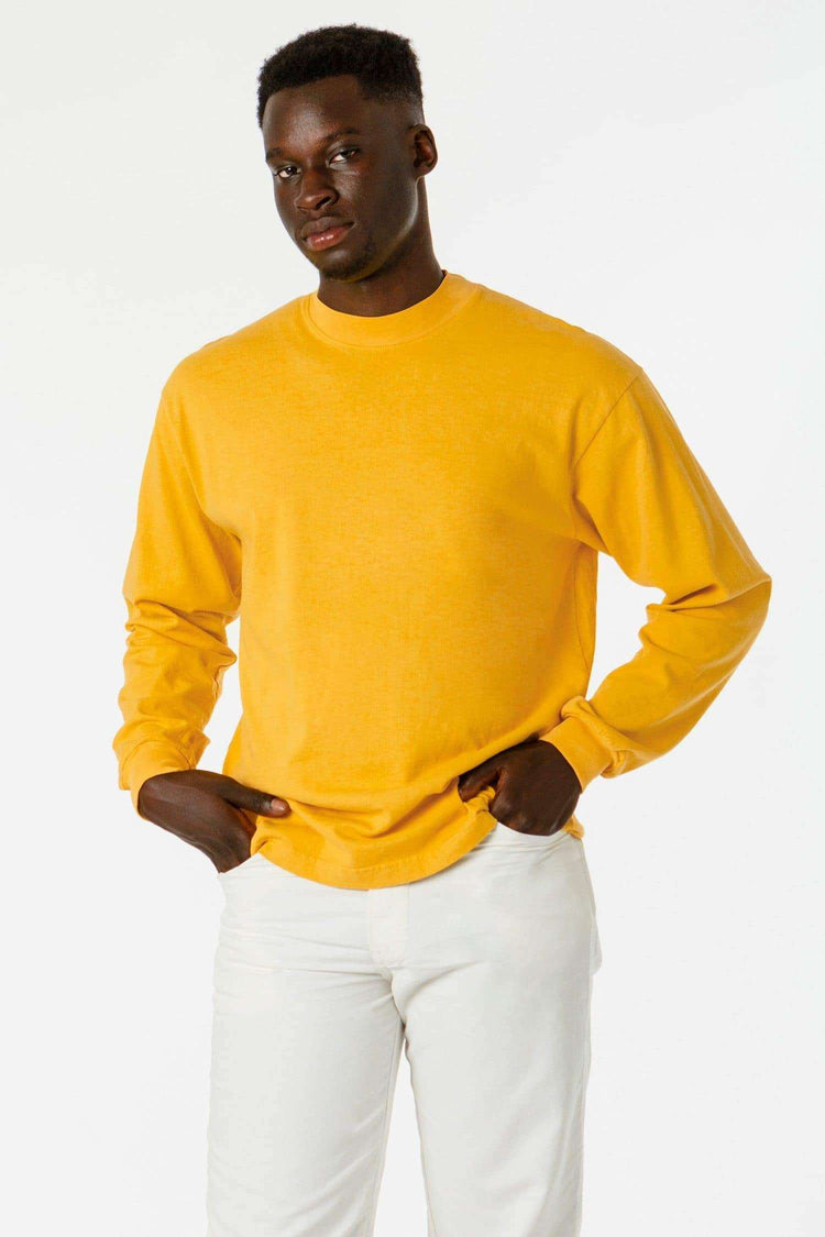 1406GD - Long Sleeve Garment Dye Mockneck T-Shirt – losangelesapparel-eu