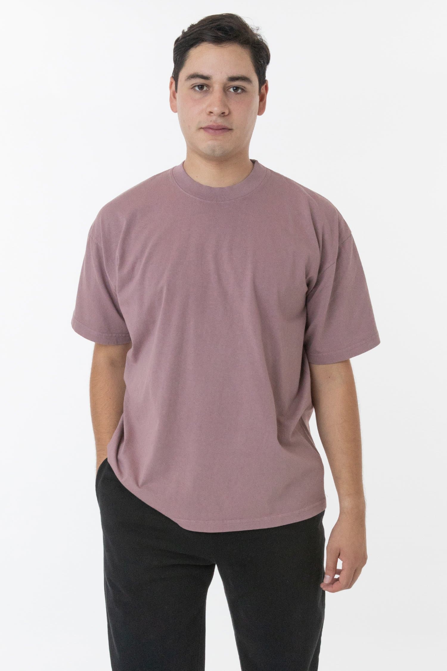 Los Angeles Apparel S/S T-shirts 1801GD Garment Dye Crew Neck 6.5oz Dark Silver