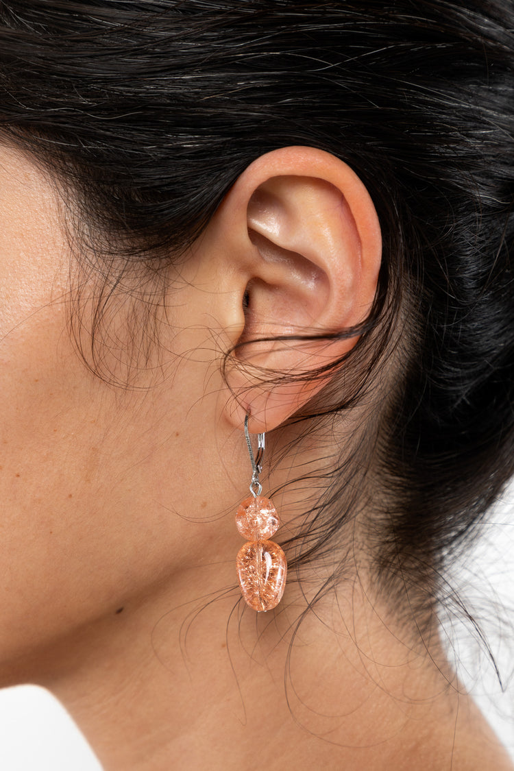 JWLRCG - Rose Crackle Glass Drop Earrings