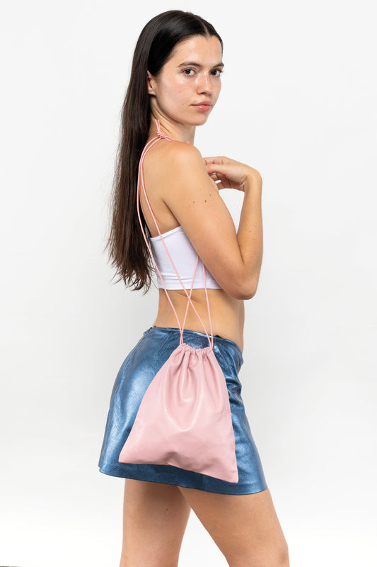 Mid Pink Metallic Quilted Chain Shoulder Bag