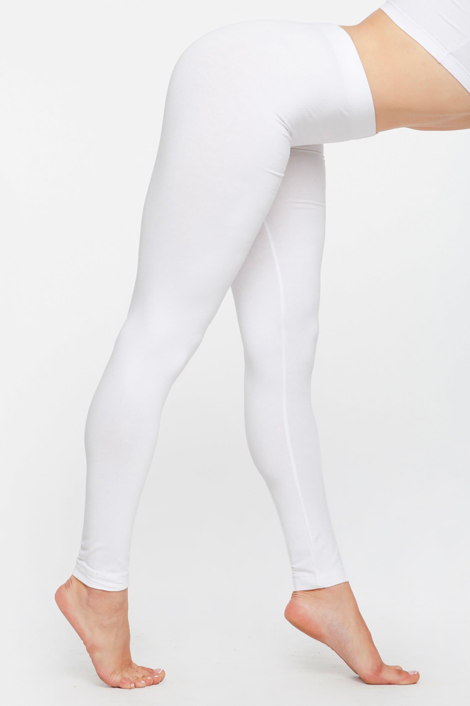 UZON Full Length Pure Cotton Lycra Leggings, Solid White Color