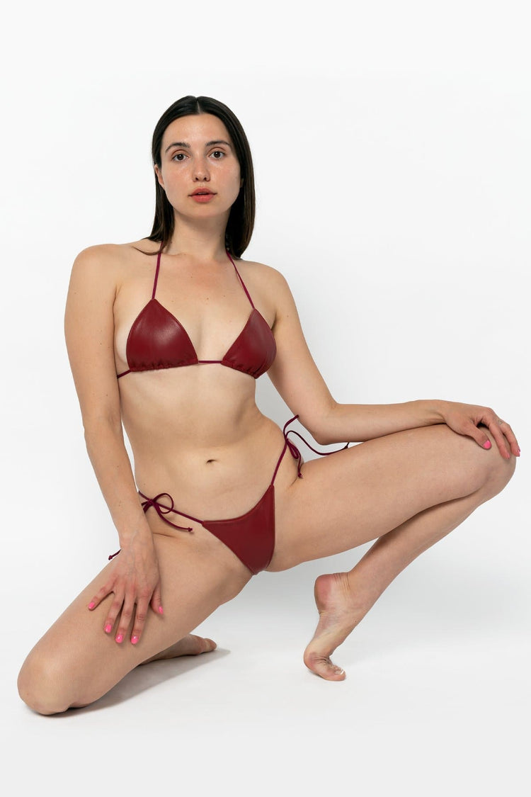 RLH3436 - Leather Nylon String Bikini Top
