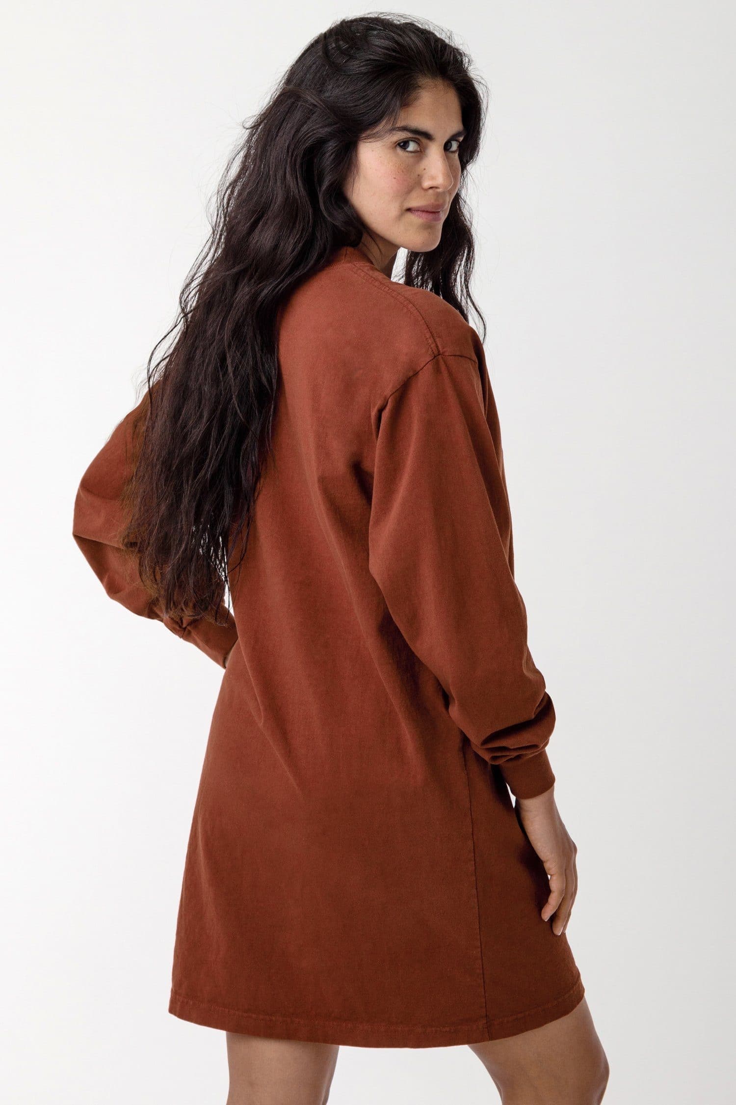 1837GD - Long Sleeve Garment Dye Mockneck Dress – losangelesapparel-eu